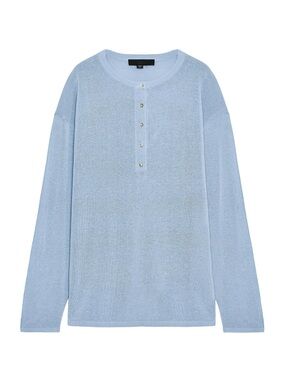 Zara Sky Blue Crewneck Henley Sweater